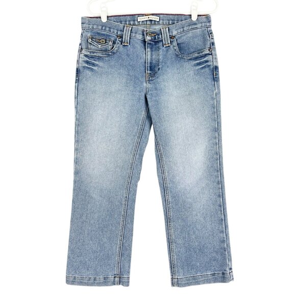 Tommy Hilfiger Women's Blue Denim Cropped Jeans Size 8 Straight Mid Rise Cotton - Picture 1 of 10